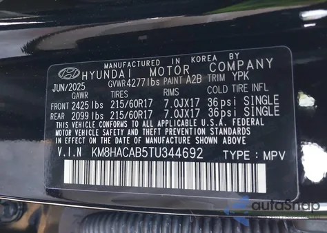 2026 Hyundai Kona Se z USA, uszkodzony, nr VIN KM8HACAB5TU344692